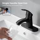 BELZ Single Handle Bathroom Faucet, One Hole Brass Bathroom Vanity Sink Faucets with Deck Plate, Suitable for 1 or 3 Holes, Matte Black