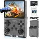 FVBADE[30000 in 1 R40S PRO Handheld Game Console 3.5 inch IPS Screen Mini Retro Console 3800mAh Portable Pocket Arcade 45+ Mainstream Emulator 256G TF Card Transparent.(Black)