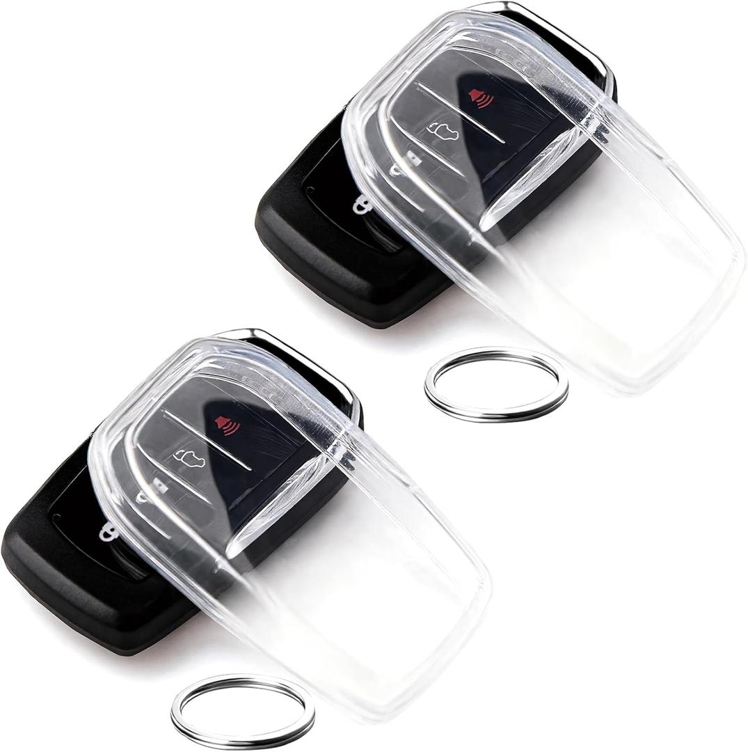 OLLEN Clear TPU Key Fob Cover, Fit for Toyota Camry 2025 2026, Fit for Land Cruiser 2019-2026~, Compatible with Tundra 2022-2026~ etc, Car Key Protector, Clear, 2 Pcs