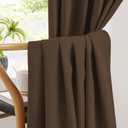 Brown Blackout Pleated Look Curtains 96 Inches Long 8 ft Length for Patio Sliding Door Living Room, 100% Light Blocking Linen Textured Curtains 72 Wide 2 PCs Back Tab Rod Pocket Hook Belt