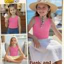 Girls' Tank Tops Sleeveless Shirts | Ribbed Knit, V Neck, Slim Fit, Summer, Casual, Basic Undershirts, Cute, for Kids 5-14Y, Teen, Solid Color, Back to School