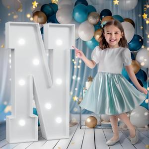 Marquee Letters 3 Feet Tall, Cool White Light Up Letters N, Large Marquee N for Birthday Anniversary Graduation Party Decoration, Marry Me Light Up Sign for Wedding DIY Kits