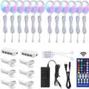 Under Cabinet Lights, RGBW Ultra Slim Puck Lighting Kit 12 Pack, Dimmable Counter Showcase Kitchen Lighting Fixtures, Puck Lights with Remote and 12V Plug in Adapter