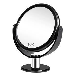 Fabuday Magnifying Makeup Mirror Double Sided 7 Inch Tabletop Mirror with 1x &10x Magnification, Two Sided Cosmetic Vanity Mirror with Stand, Magnified Desk Make up Mirror for Makeup, Black (9.2"L x 7.4"W)