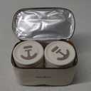 Dandat 4 Pcs Insulated Bento Box Portable Stainless Steel Food Container Round Microwave Safe Stackable Leakproof Thermal Food Container for Adult Men Women with Insulated Bag, 74 oz(Beige)