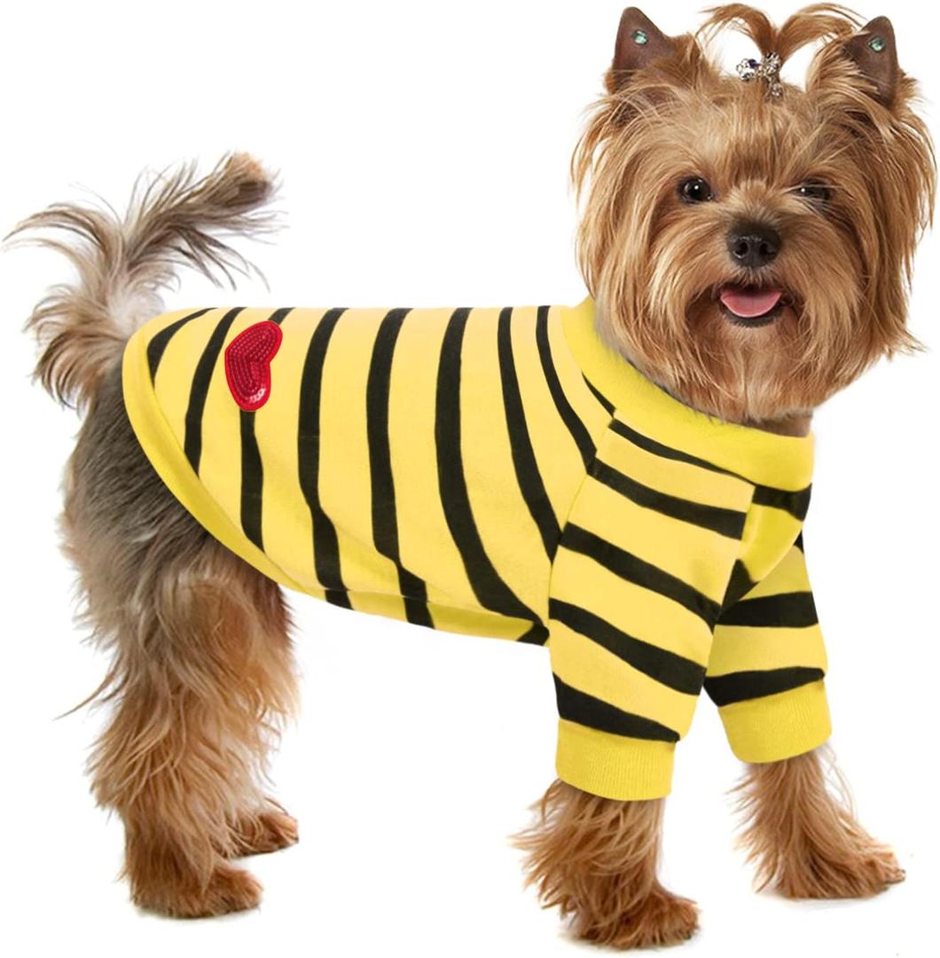 Pet Dog Striped T-Shirt Dogs Cats Cotton Vest Spring Summer Pet Apparel Tee Shirt Suitable for Small and Medium Large Pets French Bulldog Bichon, Size S