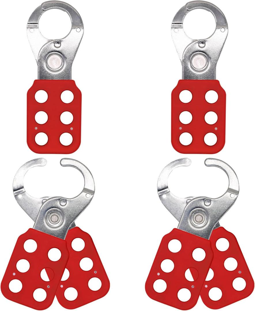 Lock Out Tag Out Hasp - 4 Pack Stainless Steel Lockout Hasp, Nylon Handle, Tamper-Proof and Impact-Resistant Loto Hasp, 1 inch Jaw Diameter