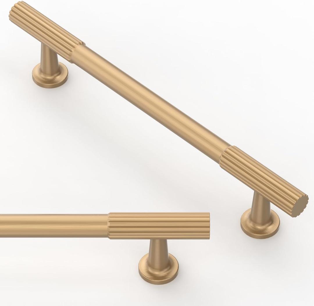 Pack of 10 Champagne Bronze Cabinet Pulls 5 Inch(128mm) Kitchen Cabinet Handles Solid Zinc Alloy Cabinet Hardware Drawer Pulls (5" Hole Center)