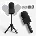 Mic Holder Stand for DJI Mic Mini2/Mini/3/2 RODE Wireless Microphone Desk Desktop Tripod & Handheld Interview Adapter, 2in1 Tabletop Telescopic Handle with Mic Flag for Vlog Podcast