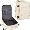 coowoz Large Casual Travel Backpack For Women Men,Carry On Rucksack Flight Approved,Hiking Waterproof Outdoor Sports Daypack Fit 15.6 Inch Laptop Shoes Compartment (Beige)