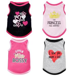 Pistha 4 Pack Dog Shirts Summer Printed Puppy Clothes Cute Sleeveless Pet T Shirts Dog Clothes for Small Medium Dogs Cats Girl(XS)