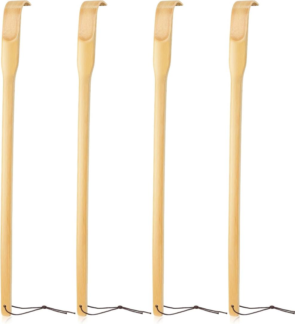 Renook 4 PCS Back Scratcher,16.5" Bamboo Wooden Back Scratchers for Men Women,Strong Sturdy Self-Massager for Scratching Itches On Back, Arm, Leg, Head, Body, Best Gift for Pregnant Women/the Elderly