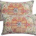 JMGBird Lumbar Pillow Covers with Inserts 12x20 Inch Set of 2, Boho Decorative Throw Pillows Water Resistant for Outdoor Patio Furniture Couch Sofa