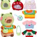 Kawaii Capybara Plush with 9 pcs Clothes & Accessories, 10.2 in Capybara Plushie with Outfits Capybara Stuffed Animal Plush Toys for Kids Boys Girls