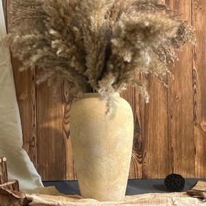 Ceramic Rustic Farmhouse Vase, 12 Inch Beige Flower Vases for Home Decor, Rustic Pottery Vase for Table Centerpieces & Living Room, Farmhouse Ceramic Vases for Entryway & Wedding Gifts