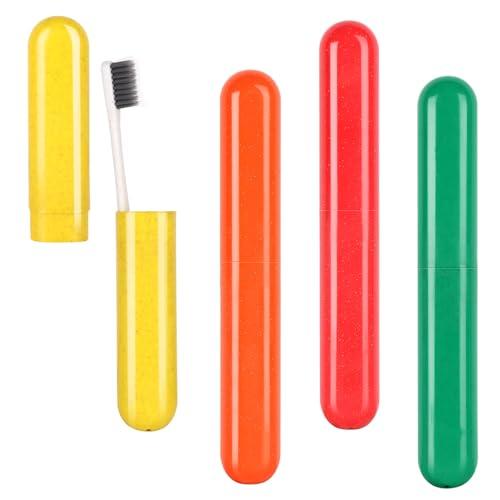 Hooqict 4 Pack Travel Toothbrush Case Portable Travel Toothbrush Holder Plastic Toothbrush Container Protector Cover for Traveling, Camping, Home, School, Business