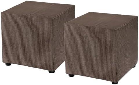 Uxcell 2Pcs Square Foot Stool Cover 18x18x18inch Stretch Polyester Foot Rest Slipcovers Footstool Protector for Living Room Bedroom, Brown
