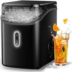 Silonn Nugget Ice Maker Countertop, Pebble Ice Maker with Soft Chewable Ice, One-Click Operation Ice Machine with Self-Cleaning, 33lbs/24H for Home,Kitchen,Office (Dark)