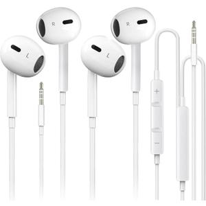 2 Pack for iPhone Earbuds Wired Headphones Earphones with 3.5mm Wired Nosie with Mic,Volume Control Support for iPhone,iPad,iPod,Computer,MP3/4,Android Most 3.5mm Audio Devices