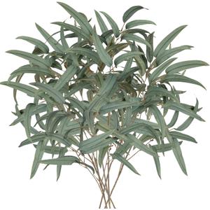 Briful Artificial Eucalyptus Willow Branches 33'' Tall Gray Fake Eucalyptus Stems Arrangement, Realistic Faux Greenery Stems, Indoor Plant, Home Housewarming Farmhouse Porch Vase Decor, Set of 6