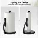 VEHHE Paper Towel Holder Countertop, Black Paper Towel Holder with Spring Activated Arm and Damping Effect, Simply Tear Paper Towel Stand for Bathroom and Kitchen (Black)