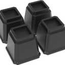 Bed Risers 5 Inch Heavy Duty, 4 Pack Furniture Risers, Black | Heavy Duty, 1,500 lbs Lifts Up Riser, Made of Plastic, Create 5 inches Additional Height, For Couch Sofa and Desk Table Legs