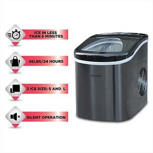 Frigidaire 26 Lbs per Day Portable Compact Maker, Ice Making Machine, Black Stainless, Medium