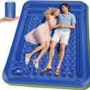 Double Sleeping Pad for Camping, Extra Thick 5 Inch Self-Inflating 2 Person Camping Mattress,with Built-In Foot Pump, Insulated Inflatable Trampoline Mat for Backpacking, Hiking, Tents & Winter (Blue)