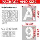 YEAJON 20 Inch Letter Stencils and Numbers, 36 Pcs Alphabet Art Craft Stencils, Reusable Plastic Templates for Wood, Wall, Fabric, Rock, Signage, DIY Art Projects (20 Inch)