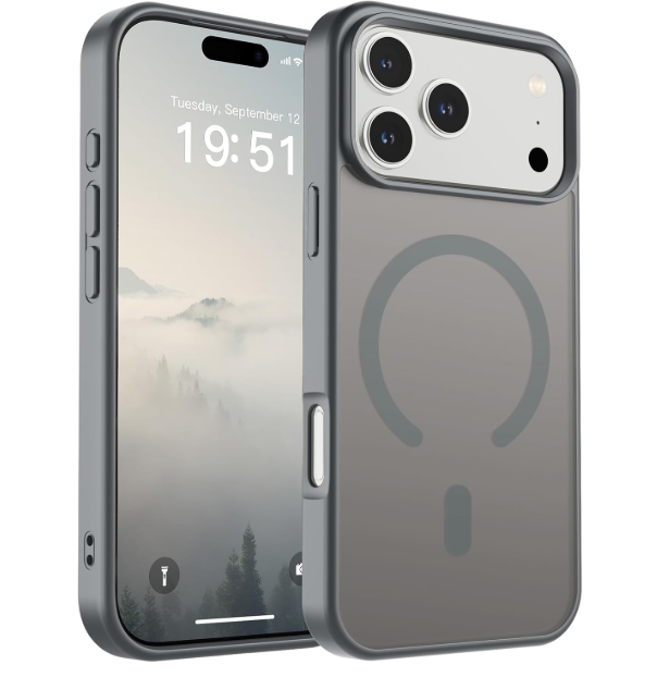 Magnetic for iPhone 17 Pro Max Case (Compatible with MagSafe)(Military Grade Drop Protection) Translucent Matte Shockproof with Anti-Fingerprint Phone Cover 2025,Gray