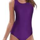 American Trends One Piece Swimsuit Women Criss Cross Back Color Block Print Bathing Suits Athletic Modest Swimwear, Size XL