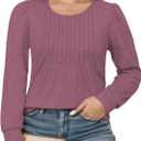 VISLILY Womens-Plus-Size-Dressy-Tops Trendy Puff Long Sleeve Casual Shirts (Purple, XXL)