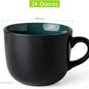 GBHOME Jumbo Soup Mugs with Handles, 24 Oz Large Coffee Mugs Set of 4, Ceramic Soup bowls for Coffee, Cereal, Snacks, Salad, Noodles etc Soup Cups, Microwave & Dishwasher safe-Green Inside