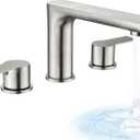Deck Mount Tub Faucet Brushed Nickel Roman Tub Faucet 2 Handles Classic Longer Spout Bathtub Faucet Filler Set 3 Hole High Flow Tub Faucet
