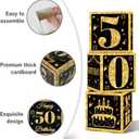 50th Birthday Decorations Boxes for Men- 3PCS Black Gold Happy 50th Birthday Balloons Boxes, 50 Year Old Party Supplies for Men Women