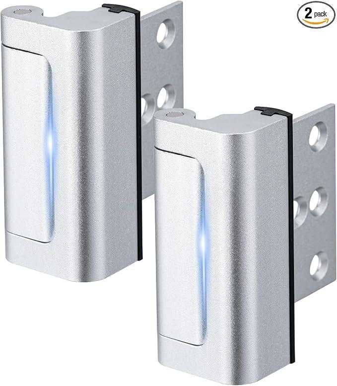 Husfunov  Home Security Door Lock,Childproof Door Reinforcement Lock,with 3" Stop Withstand 800 lbs,for Inward Swing Doors,Night Kids Safety Metal Flip Lock Deadbolt Latch (Silver)