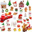 37 Pcs Miniature Christmas Figurines Mini Resin Gingerbread Men Figurines Santa Claus Snowman Reindeer Xmas Miniature Ornaments for Fairy Garden Xmas Snow Globes Village Decor