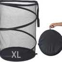 Seiritex Mesh Popup Laundry Hamper 115L Foldable Laundry Basket Extra Large Capacity Collapsible Clothing Storage Basket with Handles 26 H x 18 W x 18 L (Black)