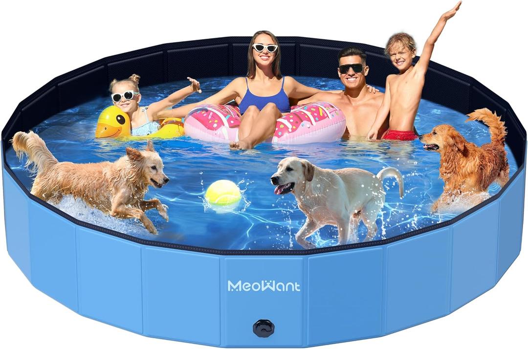 Meowant Extra Large Foldable 107'' Hard Plastic Swimming Pool, Collapsible Dog Bath Pool, Portable Deep Dog Pools for Large Dogs (6XL-107'' 20'')