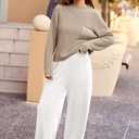 PRETTYGARDEN Two Piece Sets for Women 2026 Pullover Sweater High Waisted Sweatpants Tracksuit Lounge Set Fall Winter Outfits (Khaki Beige White,XX-Large)