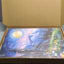 CHDITB Moon Above the Wildflowers Woodland Framed Canvas Wall Art (16"x24")，3 Pcs Abstract Midnight Landscape Nature Artwork Painting, Large Mystical Enchanted Pine Tree Forest Wall Decor for Bedroom Living Room Office