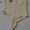 FeelinGirl Bodysuits for Women Seamless Square Neck Tummy Control Compression Thong Shapewear Bodysuit Tank Tops Bodysuit (Medium-Large, Buttercream)