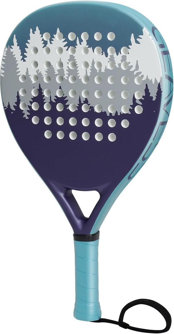 Padel Racket, Carbon Fiber Surface with EVA Memory Flex Foam Core, Shock Absorption Large Sweet Spot, Lightweight Pala De Padel for Beginners & Intermediate (Blue)