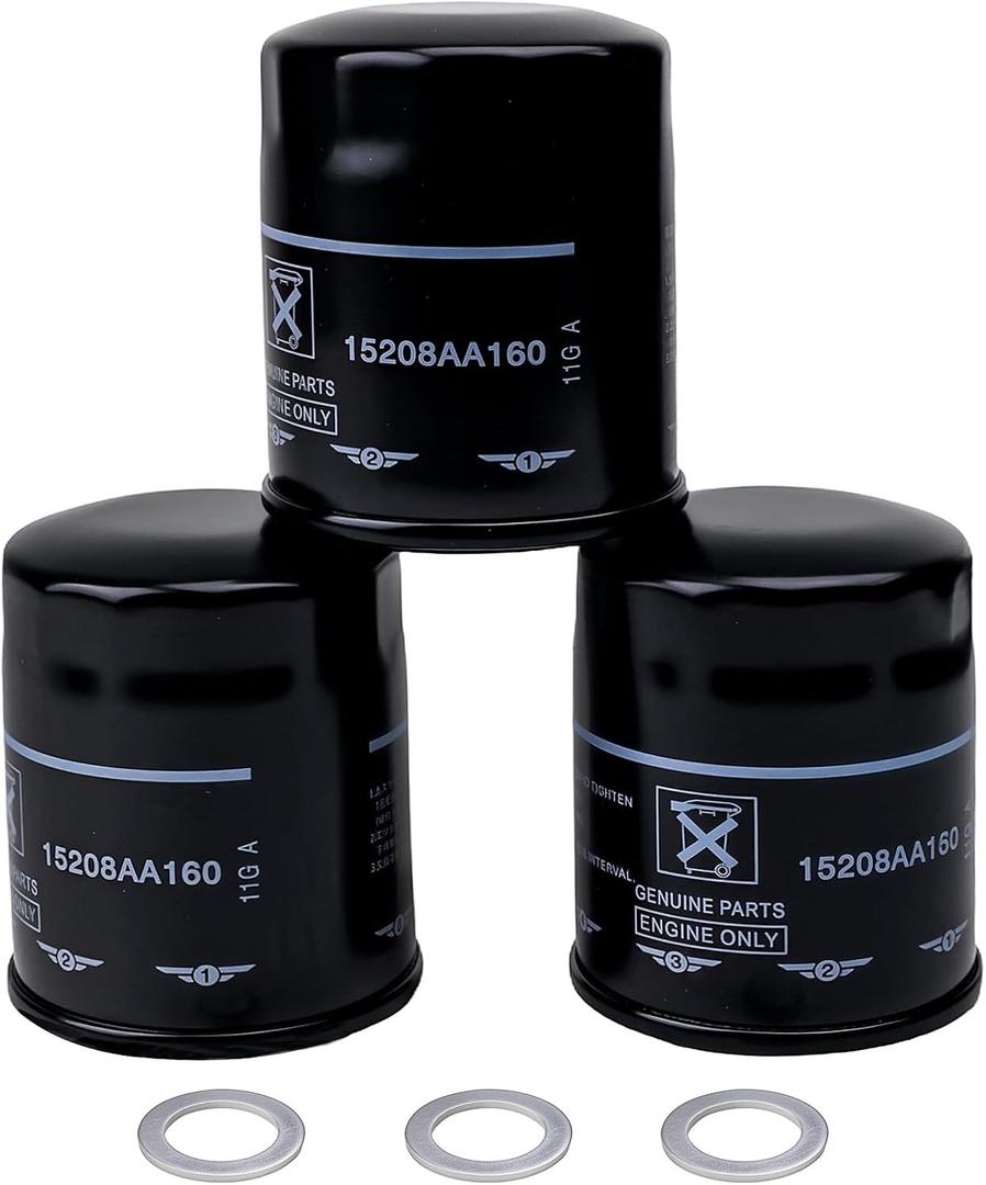15208AA21A Engine Oil Filters Fit for Subaru 2013-25 Outback & Legacy, 2012-25 Impreza, 2011-25 Forester, 2016-25 Crosstrek, 2013-25 XV Crosstrek, 2019-25 Ascent Replace 15208AA160,15208AA20A(3 Pack)