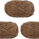 HARFINGTON 3Skeins Chenille Yarn Blanket Yarn 3x100g/10.5oz Gauge 5# Bulky Polyester Soft Knitting for Crochet Weaving Bag Scarf Hat, Coffee, 3x68m(223yds)