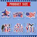 6 Pcs Military Welcome Home Yard Sign We Are So Proud of You with Stakes Army Homecoming Party 4th of July Decoration Patriotic Deployment Returning Outdoor Lawn Supplies