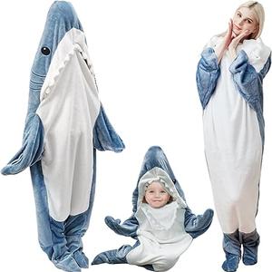 Quincunx Wearable Shark Blanket Hoodie Onesie Adult & Kids, Shark Sleeping Bag,Cozy Soft shark blanket adult Shark Costume.M