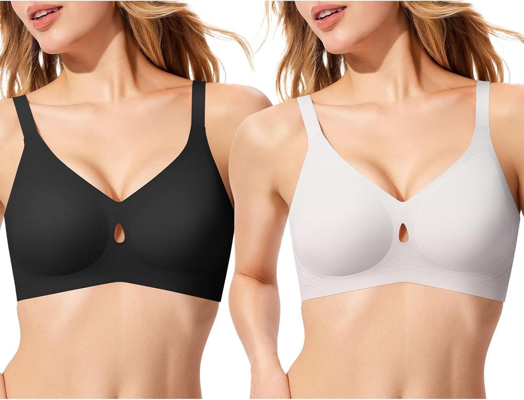 ProKloud Bras for Women No Underwire Wireless Jelly Bras Full Coverage Seamless Push Up Bralettes Support Tshirt Bra (Black)  Size: Medium