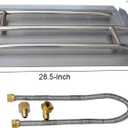 Stanbroil Stainless Steel Natural Gas Fireplace Triple Flame Pan Burner Kit, 28.5-inch