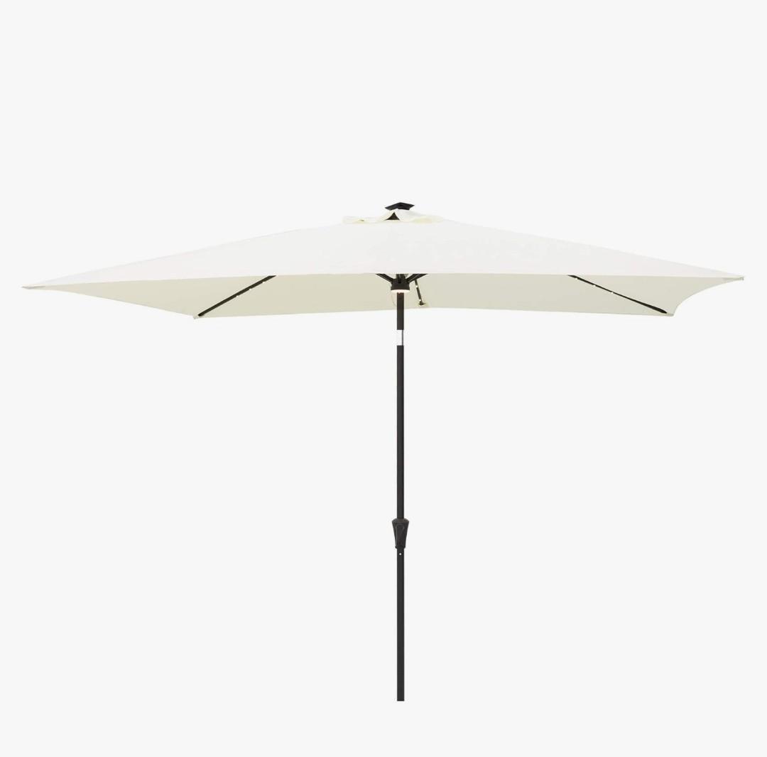 C-Hopetree Rectangular Outdoor Patio Market Umbrella with Solar LED Lights 6.5 x 10 ft